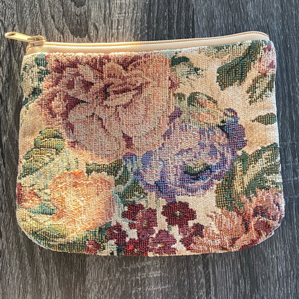 Vintage Floral Tapestry Pouch Cosmetics Bag Makeup Bag YKK Zipper Quality